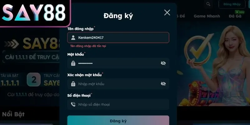 Điền chuẩn mật khẩu giúp đăng ký Say88 diễn ra nhanh chóng