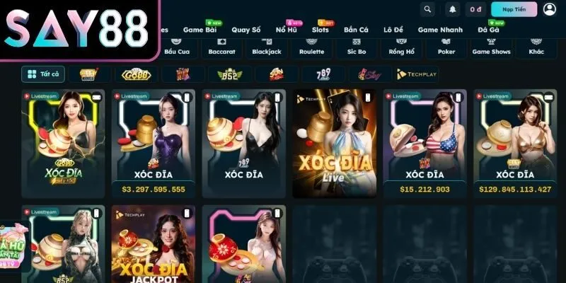 Giao diện xóc đĩa online Say88 dễ thao tác
